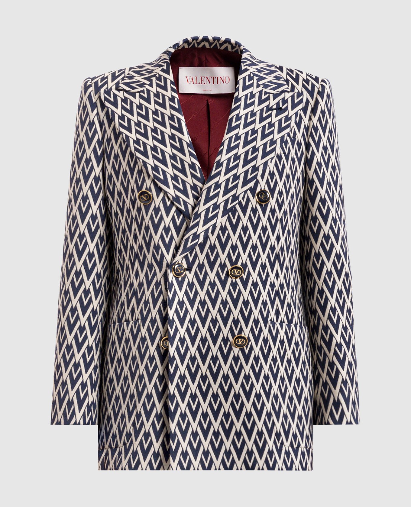 

TOUTE LA V blue double-breasted jacket with wool Valentino