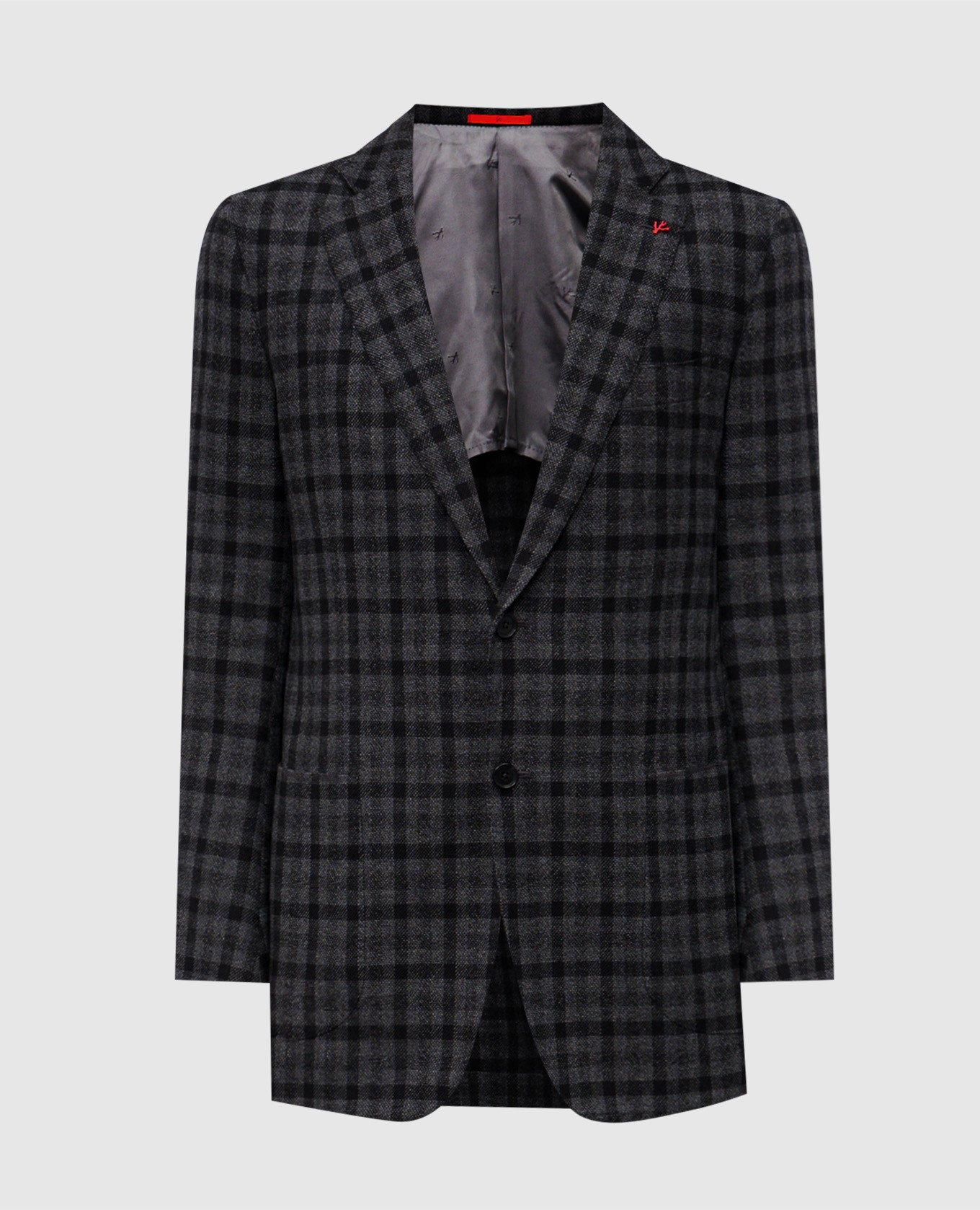 Gray checked wool and cashmere blazer ISAIA