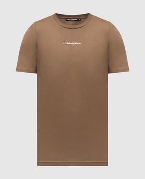 Tシャツ・カットソー DOLCE & GABBANA Men T-shirt Brown G8SE3TFU7EN M0672 Cotton T-shirt with tag in Brown for Men | Dolce&Gabbana®