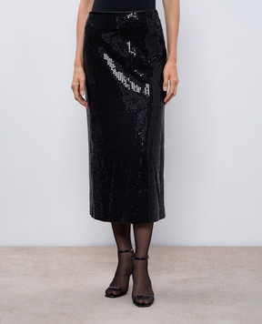 Peserico Black sequined silk midi skirt E05628D06601