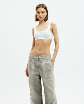 The Attico White top with crystals 247WCT275J051L