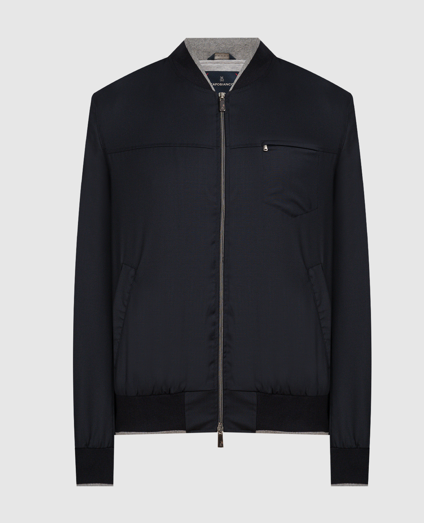 

Blue wool bomber jacket with logo CAPOBIANCO, Синий
