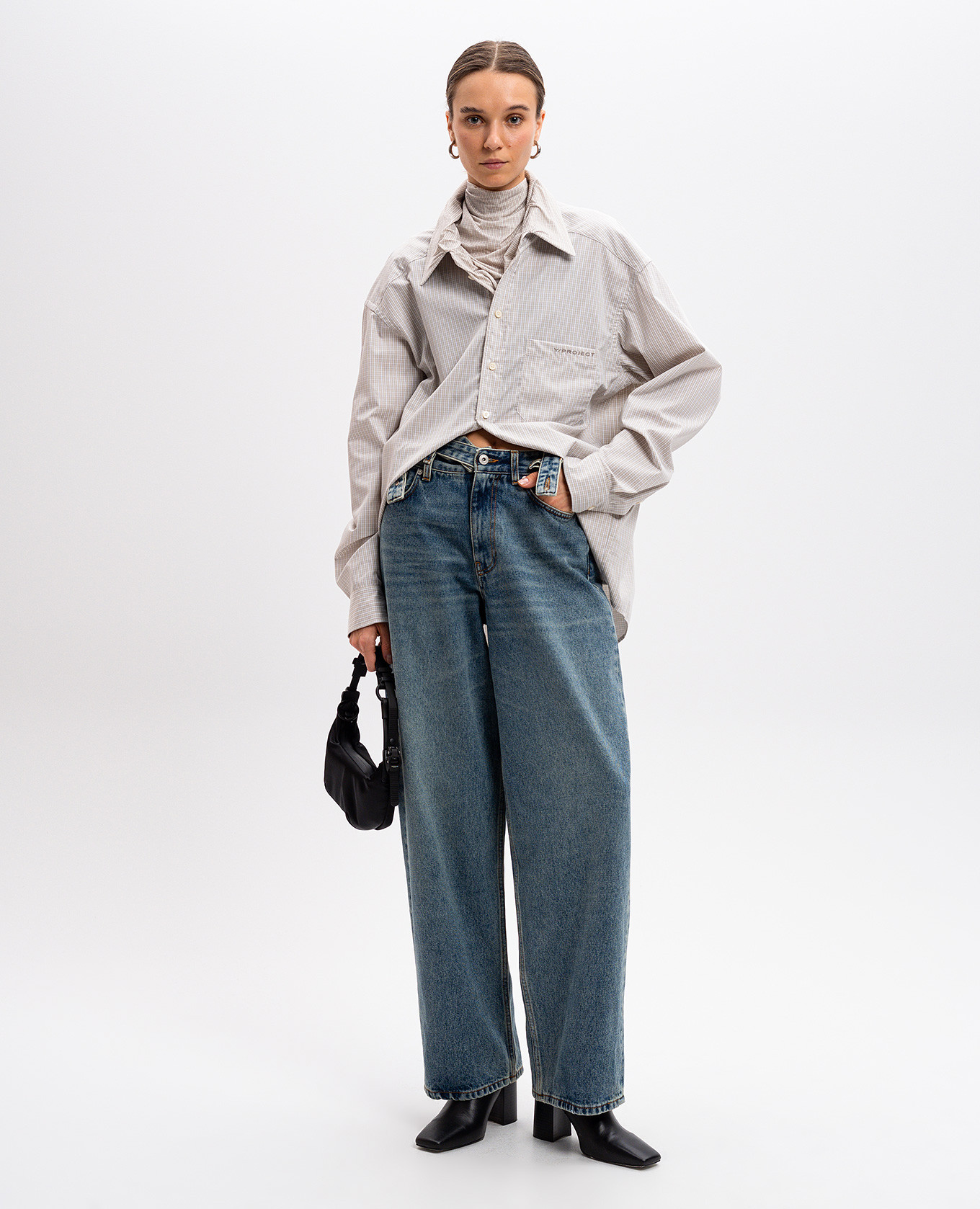 

Beige checkered shirt with a double design Y Project