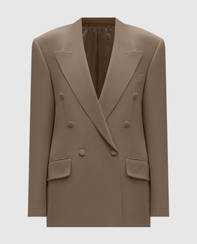Jacob Lee Khaki double-breasted silk jacket WFB053SS25SCLO