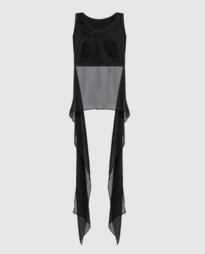 Masnada Black raw edge silk top 7662