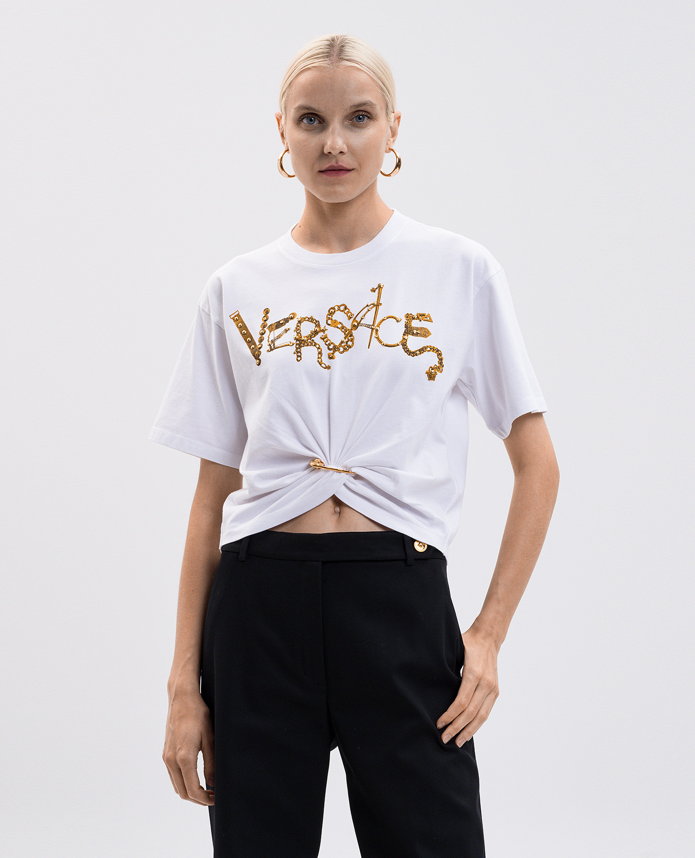 

White T-shirt with logo print Versace