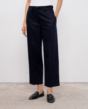 Brunello Cucinelli Blue Straight Crop Wool Pants M038PP9052