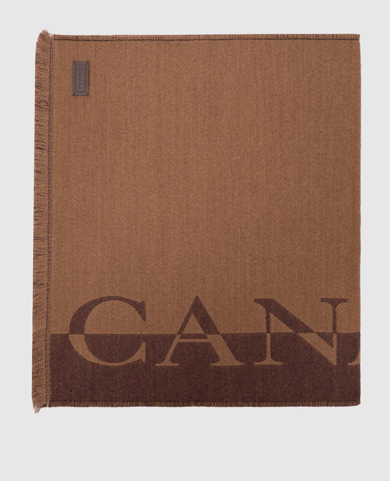 

Brown wool scarf with logo Canali