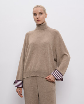 Brunello Cucinelli Beige cashmere sweater with cuffs M12709803P