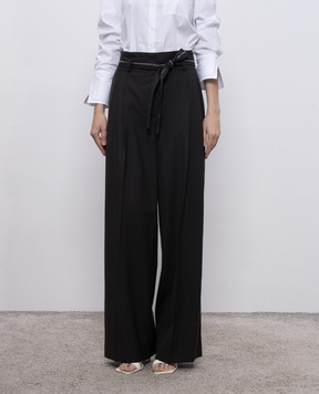 Peserico Brown wool pants with belt P0470103472
