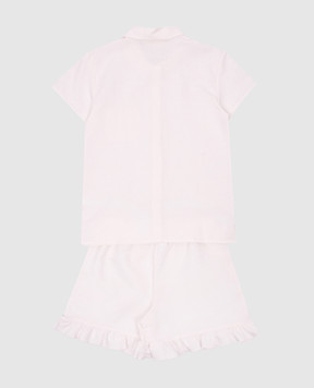 Story Loris Baby pink linen pajamas with logo embroidery 3671146