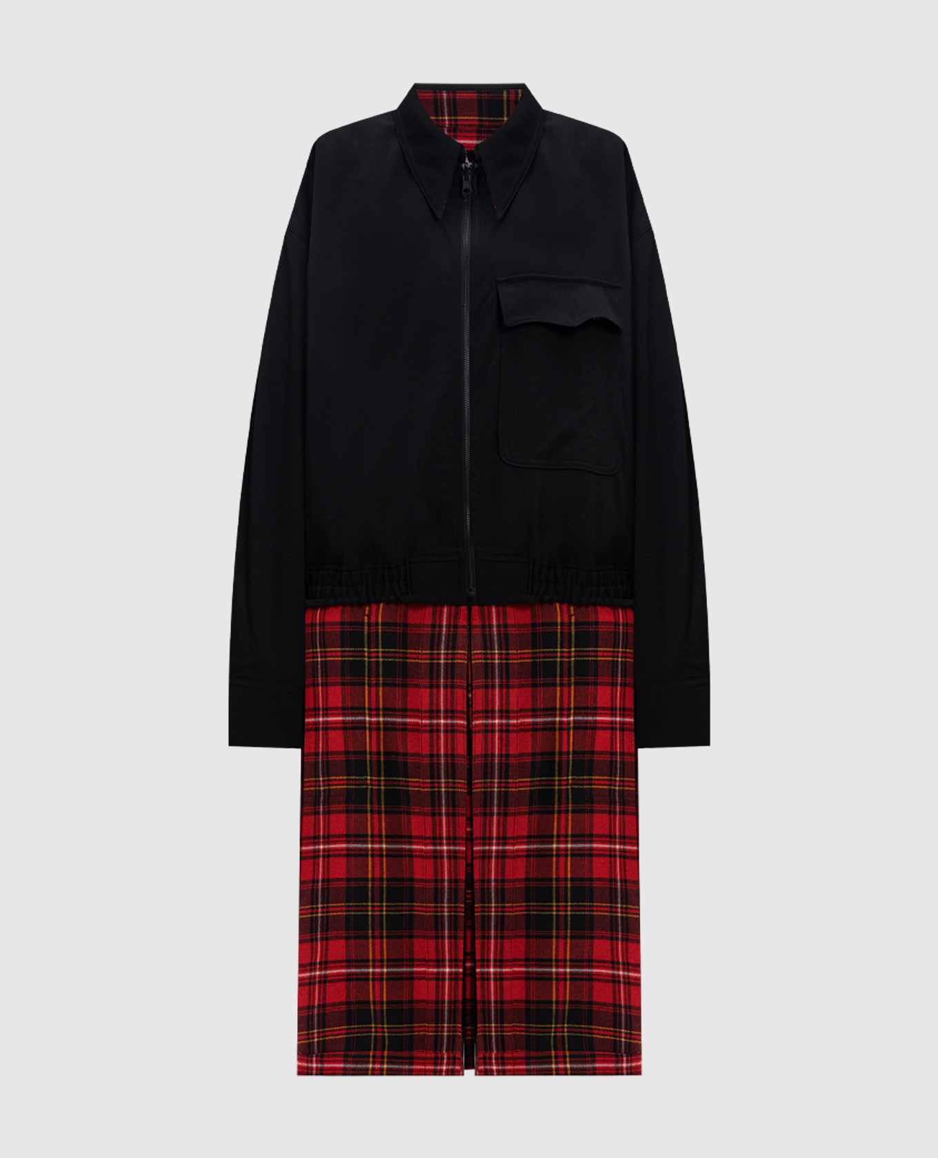Red two-way double construction wool coat y`s yamamoto