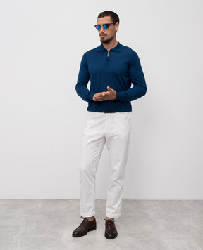 Stefano Ricci Blue silk and cashmere polo shirt K606125P30F25302
