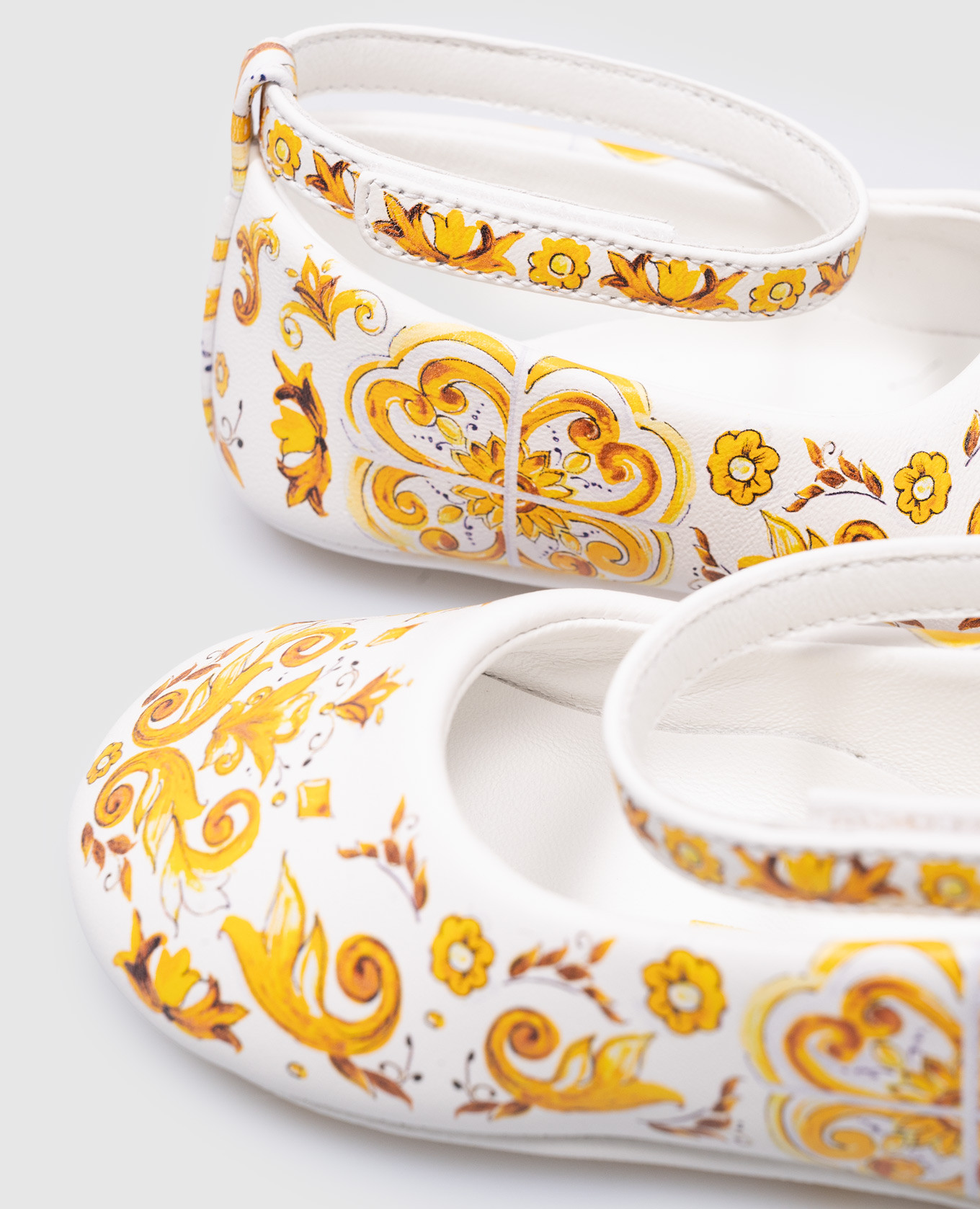 Children's white leather ballet flats with majolica print Dolce&Gabbana 5