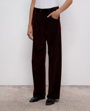 Brunello Cucinelli Brown corduroy pants with monil chain MA180P9075