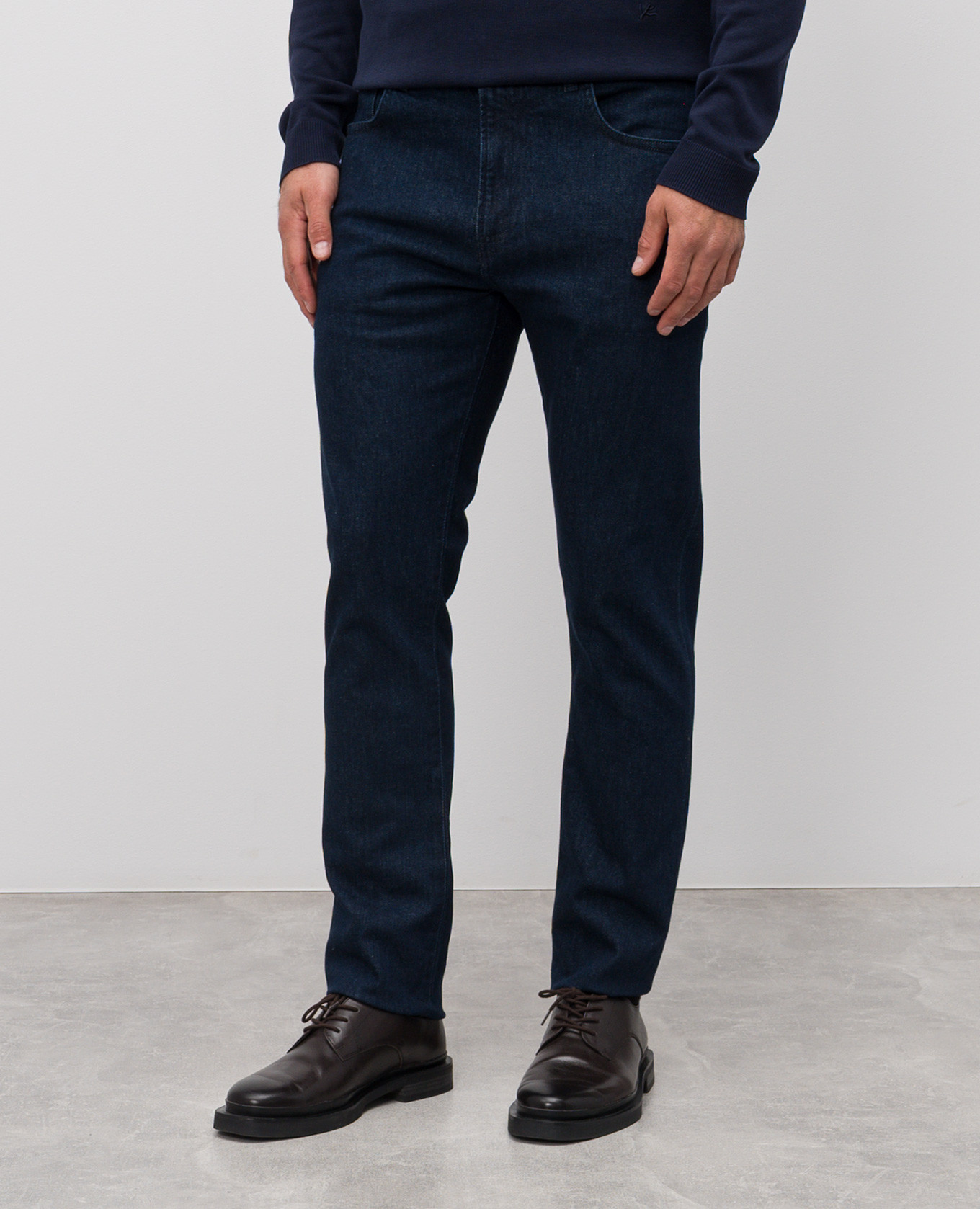 

Blue jeans with logo patch ISAIA