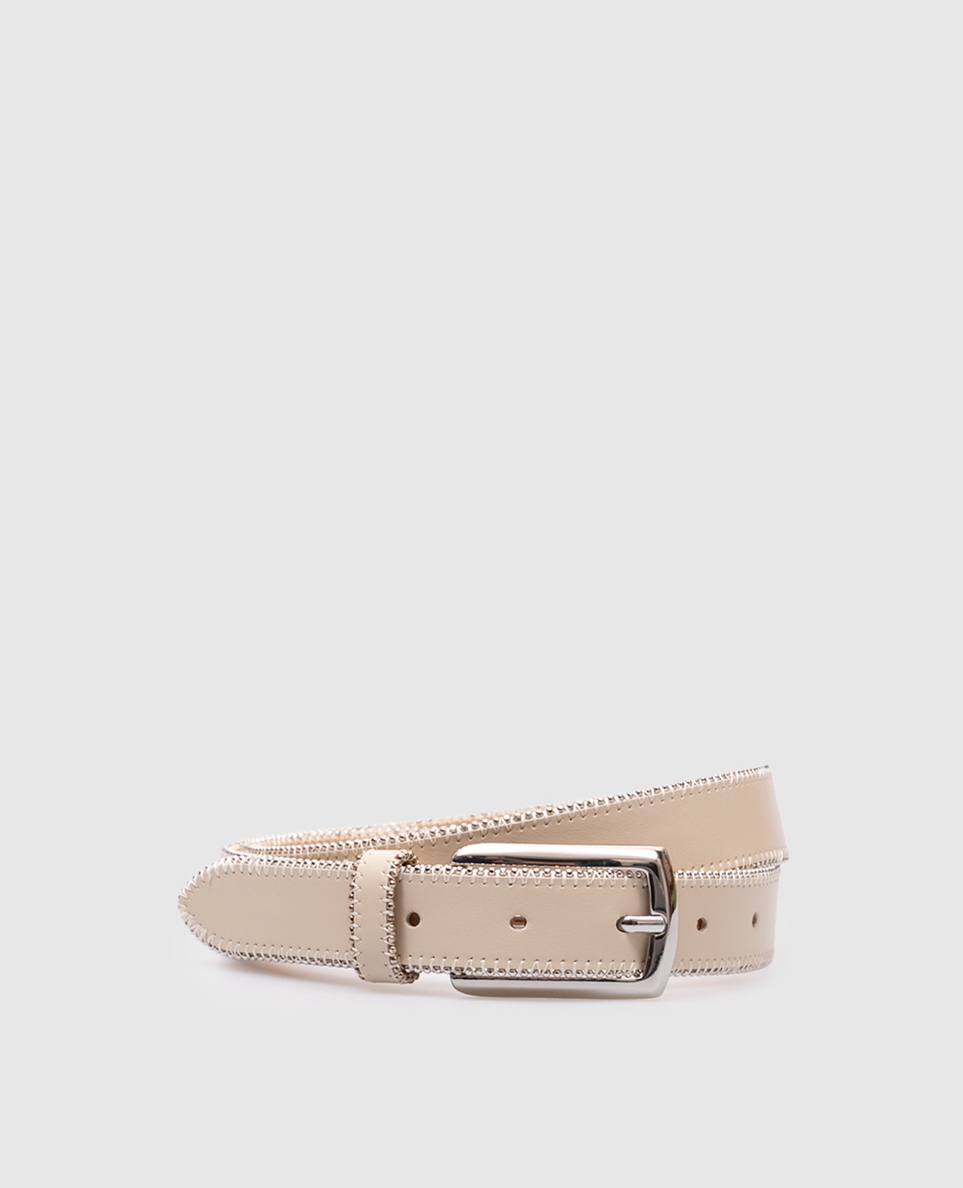 White leather belt with monil chain Peserico