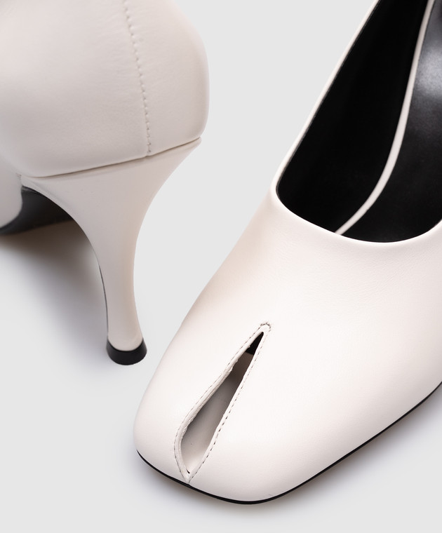 Khaite エウァ ヒフトゥ ハンフス F2030931 200 Khaite - White Eva Peep Toe Leather Shoes F2030931 - shop