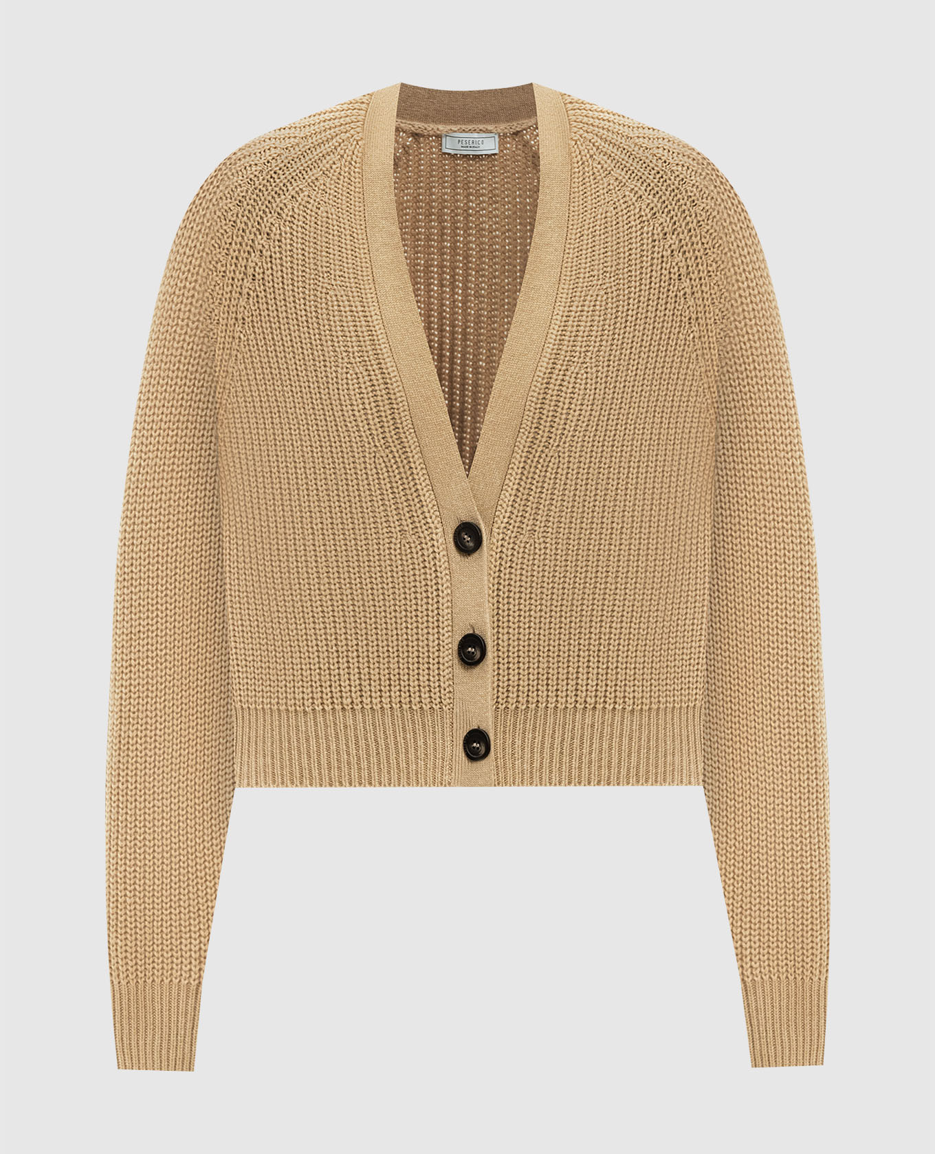 

Brown cashmere cardigan with monil chain Peserico