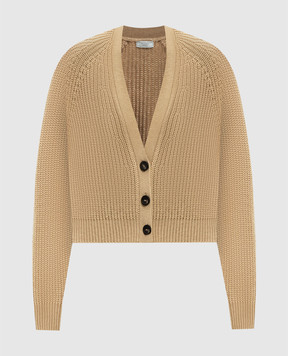 Peserico Brown cashmere cardigan with monil chain A99525F07K09010