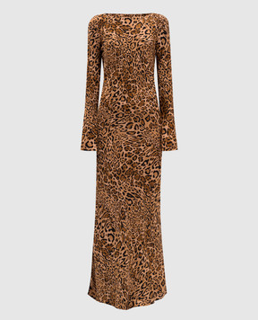 Twinset Brown animal print maxi dress 252TP2471