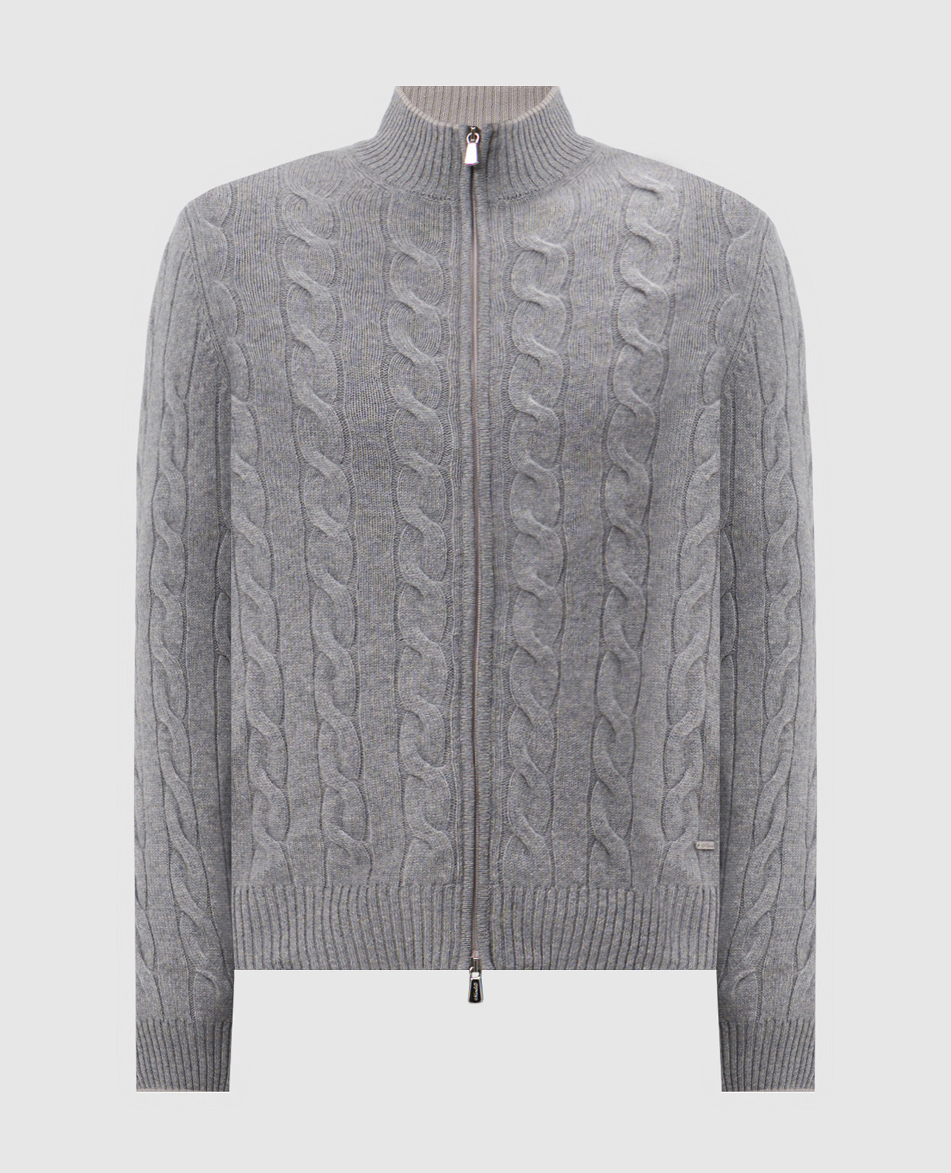 

Gray cashmere cardigan in a textured pattern Enrico Mandelli, Grey