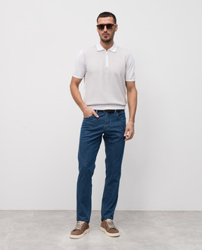 Scissor Scriptor COSTANTINO blue jeans with leather logo patch COSTANTINPA02T26123S56