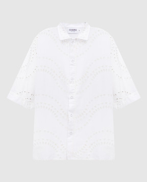 Charo Ruiz Josie White Embroidered Linen Shirt 254201
