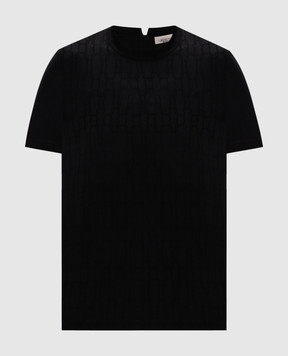 Agnona Black T-shirt with silk in woven pattern TT0901YJ5008