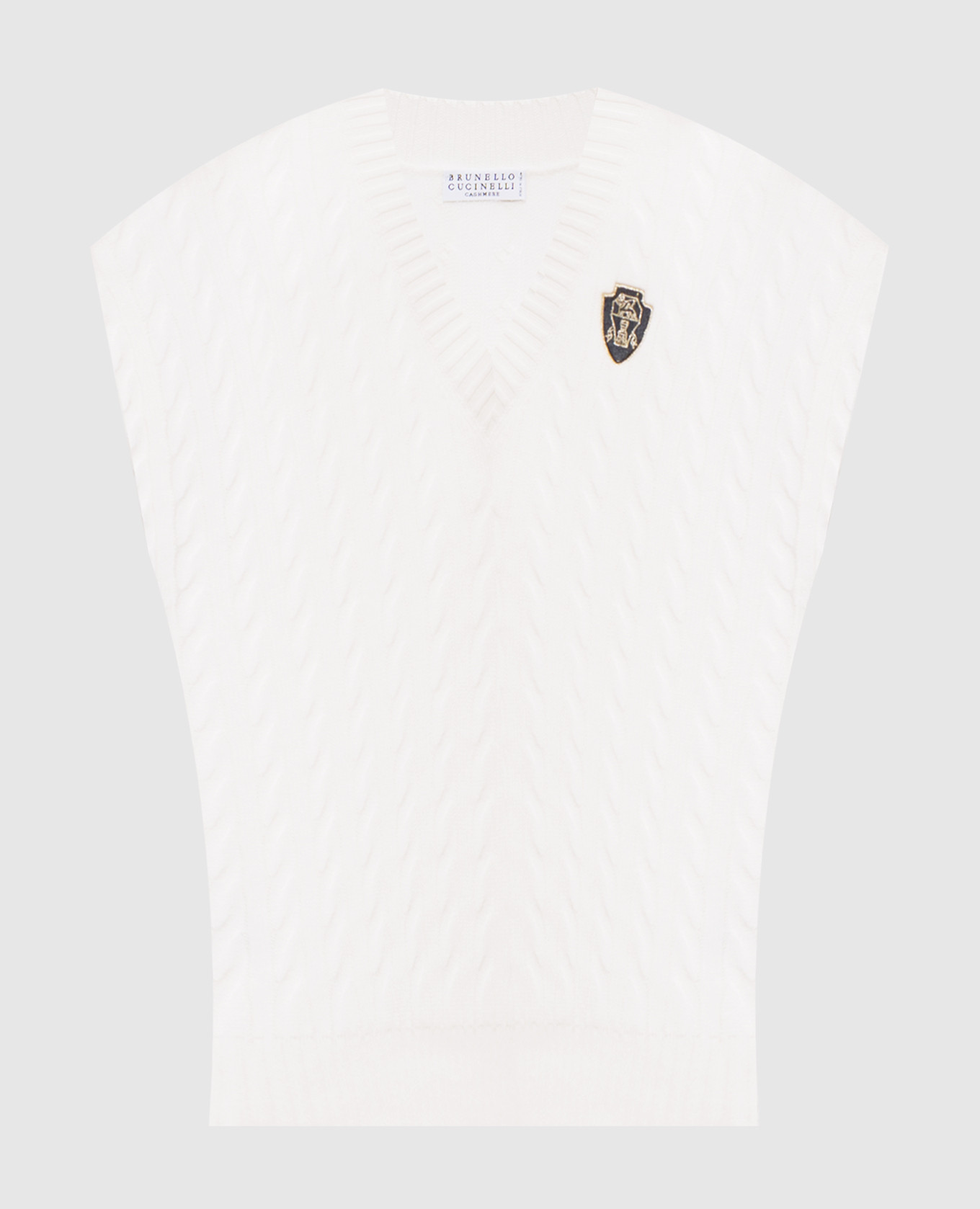 

White cashmere vest with logo patch Brunello Cucinelli