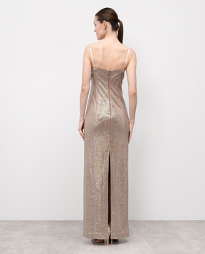 Giuseppe Di Morabito Milano Beige bustier maxi dress with crystals 04SSDR457FC04428AC