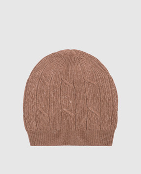 Peserico Brown hat with wool, silk and cashmere with lurex S36185F0709095