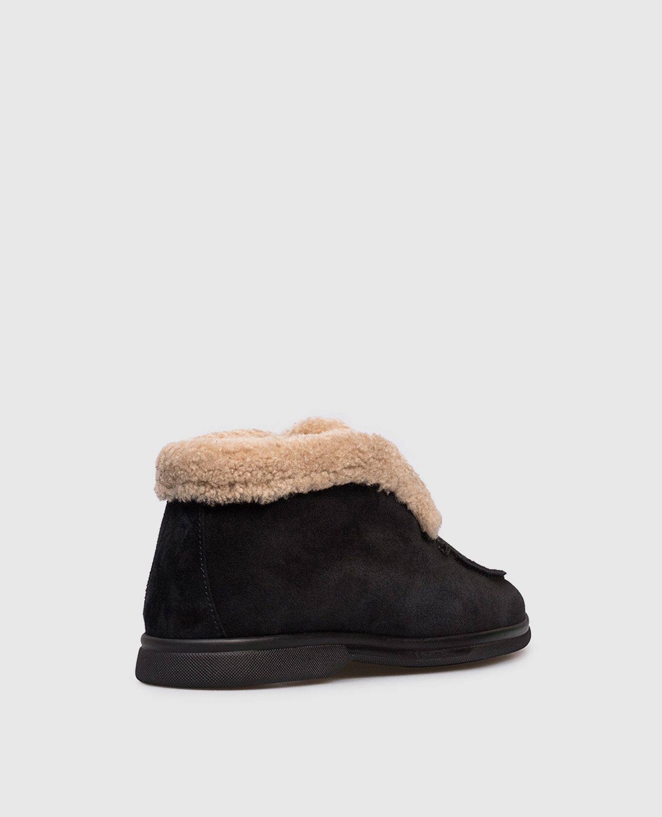 

Black suede desert boots with fur trim Babe Pay Pls