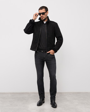 Cashmere&Whiskey Black cropped sheepskin coat 23265300965