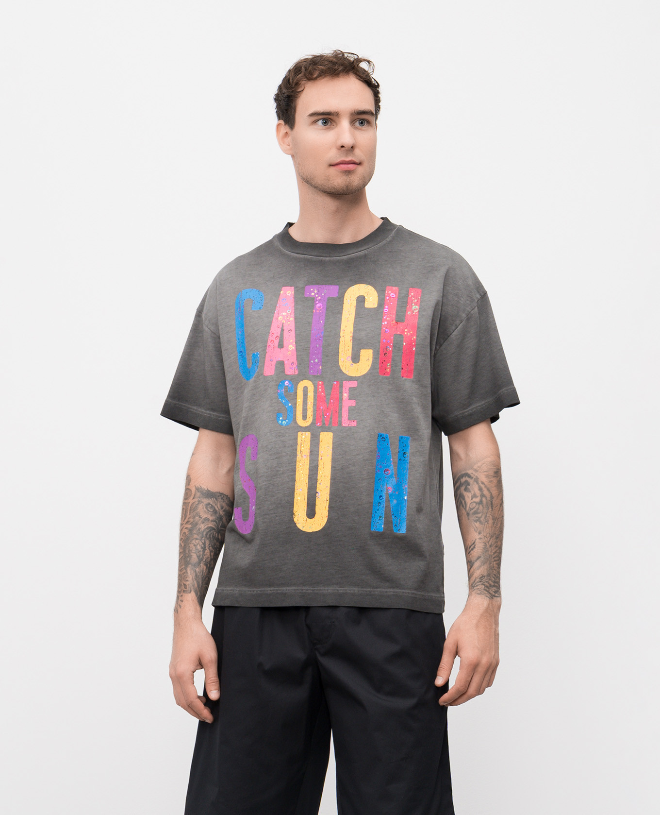 

Gray T-shirt with print Palm Angels, Grey