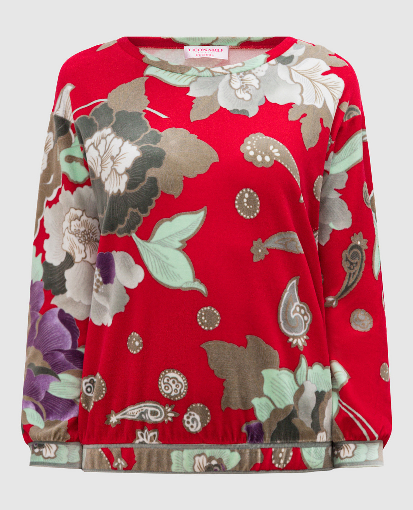 

Red velor sweatshirt with print Leonard