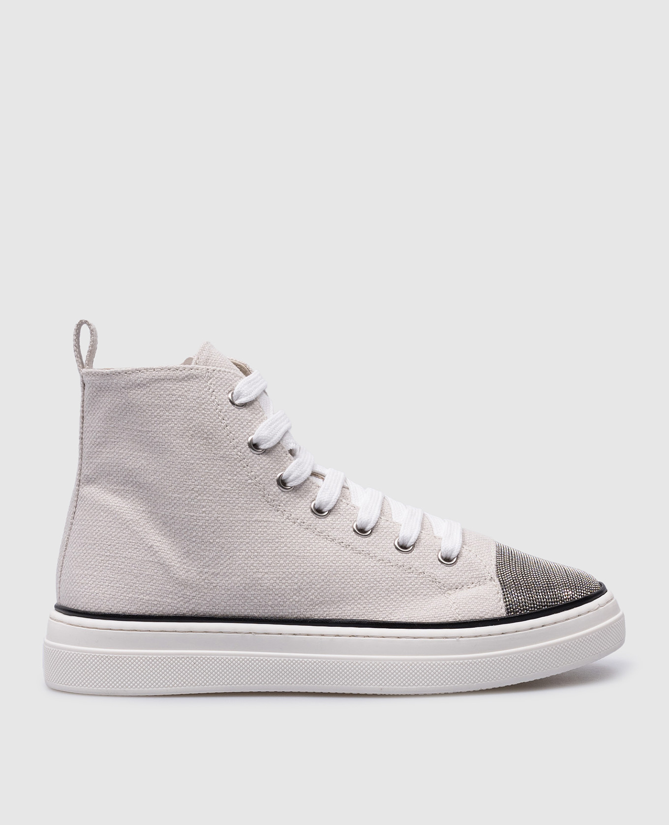 Children's beige high-tops with a monil chain brunello cucinelli