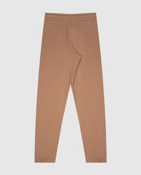 Dolce&Gabbana Children's brown sweatpants with textured monogram logo embroidery L4JPKHG7O4U36