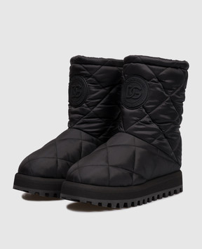 Dolce&Gabbana Black quilted boots with logo CT1096AQ075
