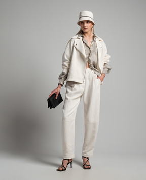 Brunello Cucinelli White pants with linen MH571P8528