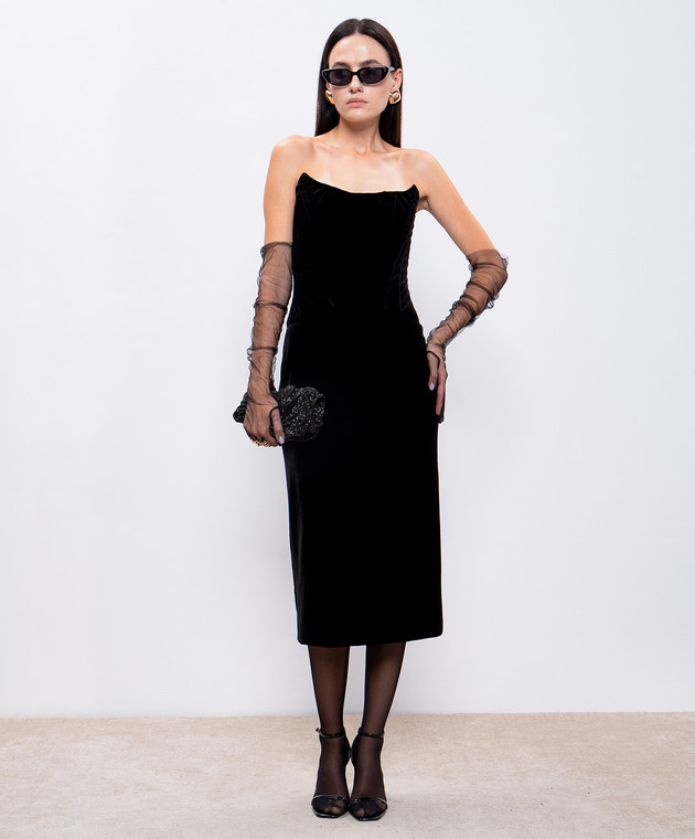 Dolce&Gabbana - Black velvet corset midi dress F6IAITFUWD6 - shop with Czech Republic delivery at Symbol Dolce&Gabbana - Black velvet corset midi dress F6IAITFUWD6 - shop with Czech Republic delivery at Symbol