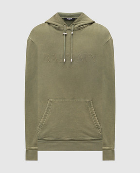 Balmain Khaki hoodies with logo embroidery FH1JT047BC72