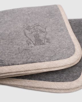 Brunello Cucinelli Set of gray terry towels with embroidered logo emblem MLB925153