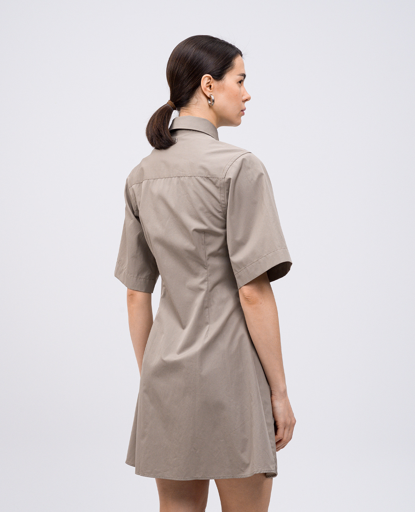 Beige shirt dress with emblem Ami Paris 4