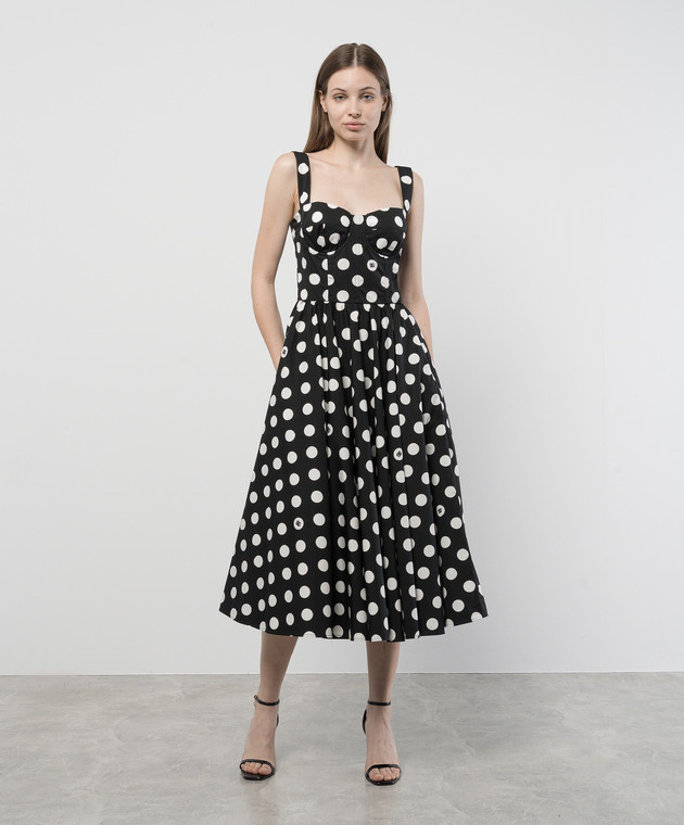 Dolce&Gabbana - Black polka dot midi corset dress F6JJDTHS5R9 - shop with  Denmark delivery at Symbol