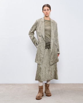 Masnada Green jacket with a woven pattern with wool 7750