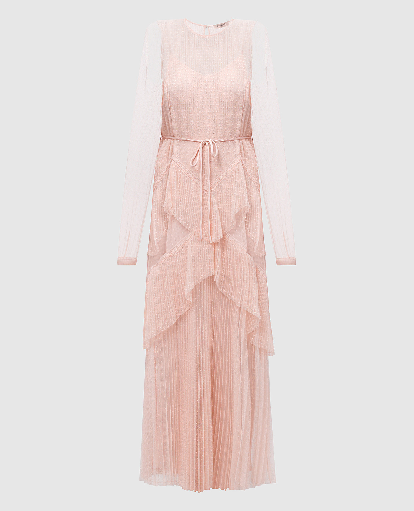 

Pink mesh midi dress with ruffles Twinset