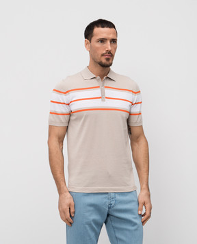 MooRER Beige ACAYA polo shirt with stripes ACAYACRE