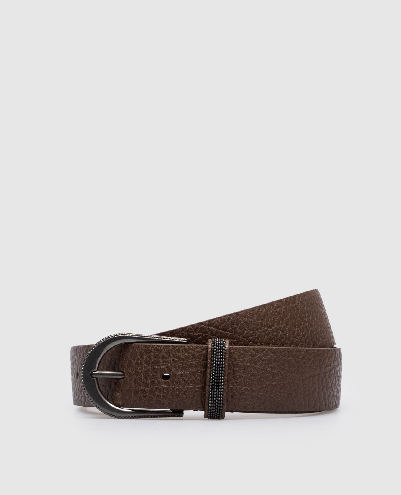 

Brown leather belt with monil chain Brunello Cucinelli