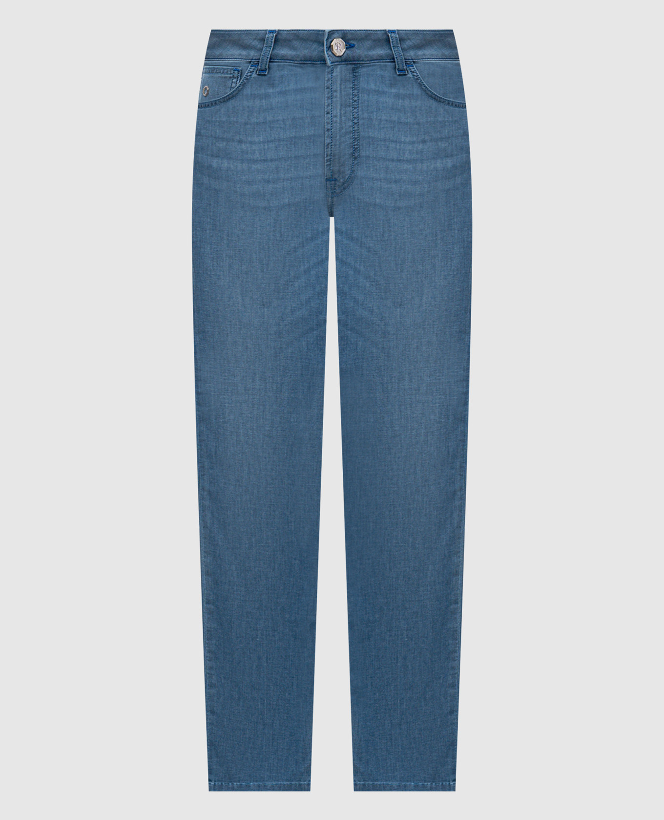 Blue jeans with logo patch Stefano Ricci